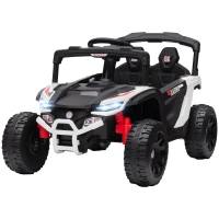 AIYAPLAY Carro Elétrico para Crianças 12V com 2 Motores Suspensão Traseira Faróis e Música 88x57,5x55,5 cm Branco(m-11)