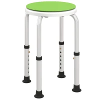 HOMCOM 360° Swivel Shower Chair, Height Adjustable Aluminium Shower Stool with Non-Slip Feet for Disabled, Elderly, Green(m-1)