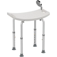 HOMCOM Tabouret de douche chaise de douche pour personnes âgées et handicapées, hauteur réglable, patins antidérapants, chaise de bain en alliage d'aluminium antirouille, blanc(m-1)