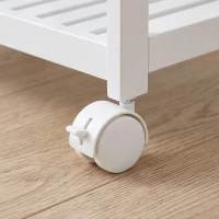 HOMCOM Cărucior de servire, 3 etaje, rafturi cu lamele, protecție anti-cădere, bambus, 55 x 20 x 75 cm(m-9)
