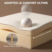 HOMCOM Canapé 2 places, canapé de salon en tissu aspect lin, assise rembourrée et pieds en bois d'hévéa, 117x56,5x77cm, crème(m-5)