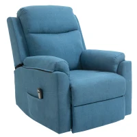 HOMCOM Fauteuil électrique releveur fauteuil relax avec repose-pieds dossier inclinable télécommande poche latérale bleu(m-12)