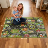 AIYAPLAY Krabbelmatte Baby, Spielmatte 160x100x0,5cm, Krabbeldecke mit Rutschfester Unterseite Stadtmotiv für Kinderzimmer(m-3)