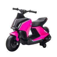 HOMCOM 6V Kids Electric Motorbike Ride On Toy w/ Music LED Lights Training Wheels for Girls Boy 2-4 Years Pink(m-1)