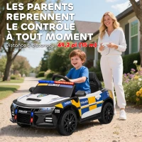 AIYAPLAY Voiture électrique de police enfant 12V, double moteur, télécommande, USB, MP3, musique & klaxon, multicolore(m-5)