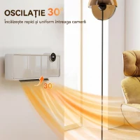 HOMCOM Aerotermă Electrică Ceramică de Perete 2000W cu 3 Moduri, Temperatură Reglabilă, Timer și Telecomandă, Alb(m-6)