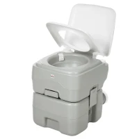 HOMCOM Campingtoilette Reisetoilette max. Tragkraft bis 147 kg 20L für Camping Wandern Reisen Angeln 41,5 x 36,5 x 42 cm Grau(m-12)