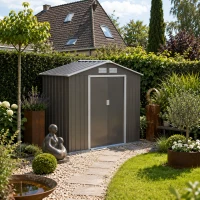 Outsunny Gereedschapsschuur tuinhuisje opbergruimte voor gereedschappen tuinkast gereedschapskast metaal(m-2)