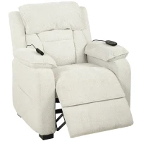 HOMCOM Power Recliner Armchair with Massage and Heat, Electric Reclining Chair with Wide Spring Seat, Cream White(m-1)