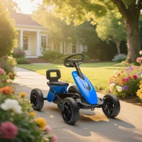 AIYAPLAY Pedal Go Kart for Kids 2-5 Years, with Silent EVA Wheels, Metal Frame, Blue(m-10)