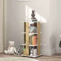 AIYAPLAY Estantería para Libros Infantil Librería Infantil con Ruedas Estantería Infantil con 3 Estantes Blanco y Natural(m-10)