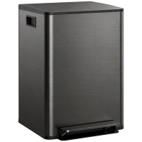 HOMCOM Prullenbak met 2x30L compartimenten, Soft-Close deksel, vingerafdrukbestendig, roestvrij staal, zwart