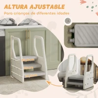 AIYAPLAY Banco Infantil Ajustável de 2 a 3 Degraus Torre de Aprendizagem Escada para Crianças de 2-5 Anos 43x42x65,5 cm Cinza(m-4)