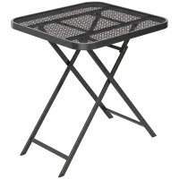 Outsunny Gartentisch klappbar 70 x70 cm, Wetterfest Balkontisch Klapptisch mit Ausschnitt-Design quadrarisch Schwarz(m-1)