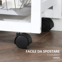 HOMCOM Carrello da Cucina con Ruote, Mobile da Cucina Salvaspazio in Legno Massiccio: 3 Cassetti, 3 Cestelli, 2 Portaspezie, 2 Ripiani, 92x37x82 cm(m-5)