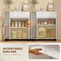 HOMCOM Kitchen Storage Trolley Cart with Cabinet, Drawer and Open Shelves, White(m-6)