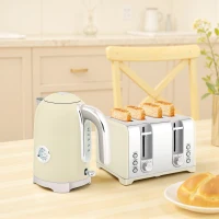 HOMCOM Retro 3000W Kettle and Toaster Set - Cream(m-10)