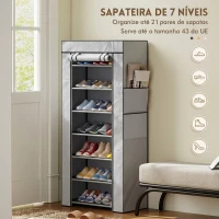 HOMCOM Sapateira de 7 Níveis em Aço com Capa em Tecido Não Tecido e 2 Bolsos para 14-21 Pares Cinza(m-4)