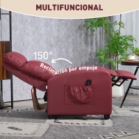 HOMCOM Poltrona de Massagem Reclinável com 2 Zonas de Massagem 8 Programas e 5 Níveis de Intensidade 68x88x98 cm Borgonha(m-5)