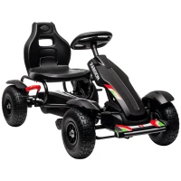 HOMCOM Kinder-Gokart, verstellbarer Sitz, Handbremse, ab 5 Jahren, 121 x 58 x 61 cm, Schwarz(m-12)