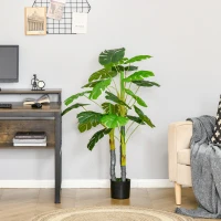HOMCOM Arbre Artificiel Monstera H.1,2 m, tronc et branches en lichen, feuilles de tortue, grand réalisme, pot inclus(m-10)