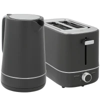 HOMCOM Kettle and Toaster Set, 1.7L 3000W Fast Boil Kettle & 2 Slice Toaster Kitchen Set with 6 Level Browning Controls, Defrost, Reheat, Grey(m-11)