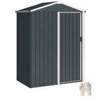 Outsunny Abri de jardin en métal 1,2 m², cabane jardin extérieure, porte coulissante verrouillable et gants, 136x87x176cm, gris(m-11)