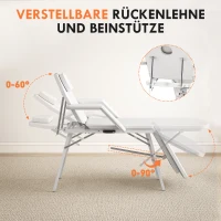 HOMCOM Draagbare massagetafel, opvouwbare massageliege met kunstleder bekleding, schuimrubberen padding, staalframe, wit(m-4)