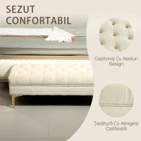 HOMCOM Bancă pentru capătul patului, tapițată cu material textil matlasat cu efect de catifea, 118x45x42 cm, bej(m-9)