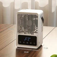 HOMCOM Portable Air Conditioner, 4-in-1 Mini Air Cooler with 3 Wind Speed, 2 Mist Mode, 7 Colour RGB Light, Black and White(m-3)