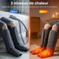 HOMCOM Masseur de jambes, masseur de compression pour les mollets, les genoux, les pieds avec chaleur, 3 modes automatiques(m-5)