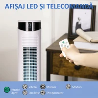 HOMCOM Ventilator turn 45W cu 3 moduri și 3 viteze, timer de 12h, din ABS și aluminiu, Ø31.5x93 cm, alb(m-7)