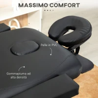 HOMCOM Lettino da Massaggio Pieghevole ad Altezza Regolabile, in Alluminio e Plastica, 215x81x61-84 cm, Nero(m-6)