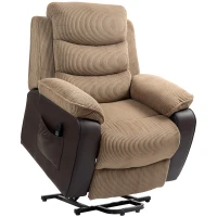 HOMCOM Poltrona Relax Reclinável Elétrica Levanta Pessoas com Comando, Porta USB e Bolsos Laterais Castanho(m-1)
