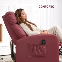 HOMCOM Poltrona de Massagem Reclinável com 2 Zonas de Massagem 8 Programas e 5 Níveis de Intensidade 68x88x98 cm Borgonha(m-7)