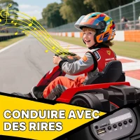 AIYAPLAY Kart Électrique pour Enfants 24 V, Go Kart, Moteur 2 x 150W, Mode Drift, Siège Réglable, Démarrage Progressif, Rouge(m-9)