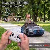 AIYAPLAY Licensed Mercedes AMG Kids Electric Car, 12V Ride On Car with Dual Motors, Remote Control for 3-6 Years, Grey(m-5)