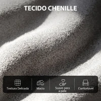 HOMCOM Poltrona de Massagem Reclinável com Apoio de Pés 2 Zonas de Massagem Encosto Alto Bolsos Estofada em Chenille Cinzento(m-7)