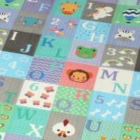 AIYAPLAY Spielmatte Baby Faltbar Kinder 176,5 x 148 cm Doppelseitige Krabbelmatte mit Alphabet- und Tiermotiv-Muster(m-9)