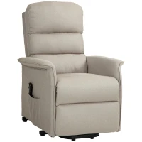 HOMCOM Poltrona Relax Reclinável Elétrica Poltrona Levanta Pessoas com Controlo Remoto e Bolso Lateral 66x90x96 cm Bege(m-11)