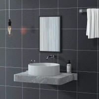 HOMCOM Oglindă de Perete Dreptunghiulară cu Agățători, din Sticlă și MDF, 40x60 cm, Negru(m-7)