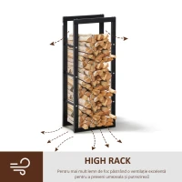 HOMCOM Raft Lemne pentru Intern si Extern Negru, 40x25x100cm(m-6)