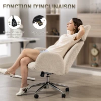 HOMCOM Chaise bureau ergonomique, fauteuil de bureau pivotant, hauteur réglable, appui-tête réglable, fonction bascule, gris(m-6)