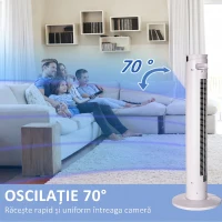 HOMCOM Ventilator turn 45W cu 3 moduri și 3 viteze, timer de 12h, din ABS și aluminiu, Ø31.5x93 cm, alb(m-5)