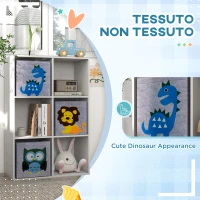 ZONEKIZ Scaffale Portagiochi per Bambini 3+ Anni a 6 Cubi, in MDF e Melamina, 61.8x29.9x91.5 cm, Grigio e Bianco(m-5)