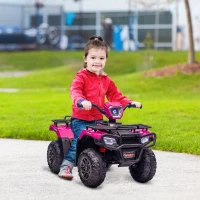 HOMCOM Quad électrique enfant 12V, voiture électrique enfants, double moteur, phares et musique, 88x45x50cm, rose(m-2)