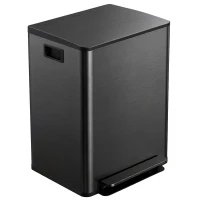 HOMCOM Prullenbak met 2x30L compartimenten, Soft-Close deksel, vingerafdrukbestendig, roestvrij staal, zwart(m-10)