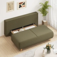 HOMCOM Schlafsofa mit verstellbarer Rückenlehne, Bettfunktion, verstecktem Stauraum und Cordbezug, Dunkelgrün(m-9)