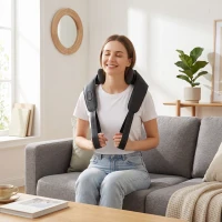 HOMCOM Cordless Neck Massager with Heat, Deep Tissue 4D Shiatsu Neck and Shoulder Massager for Car Home, Gifts for Men Women(m-9)