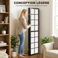 HOMCOM Paravent interieur pliable 4 panneaux 160 x 170 cm séparateur de pièce pour salon chambre à coucher maison, noir(m-6)